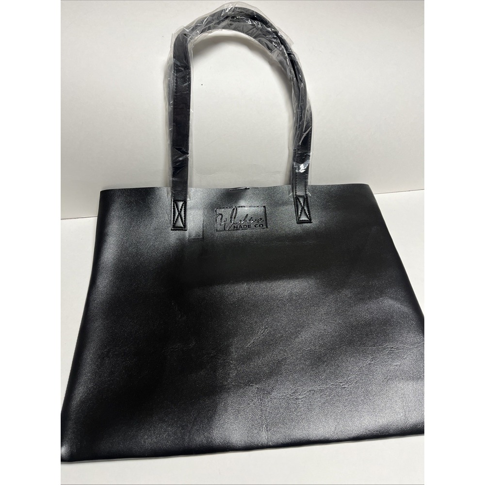Wahine Made Co 100% Vegan Leather Black Shoulder‎ Bag 14x16 In